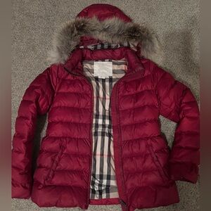 Burgundy/ red Burberry jacket Sz 14Y